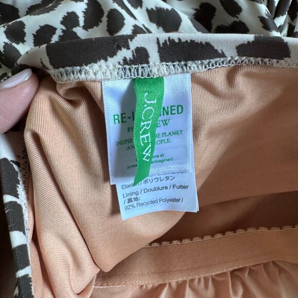 J.Crew Womens Ruched One Piece Swim Suit Gemma Bandeau Leopard Halter Size 12 - Picture 8 of 10